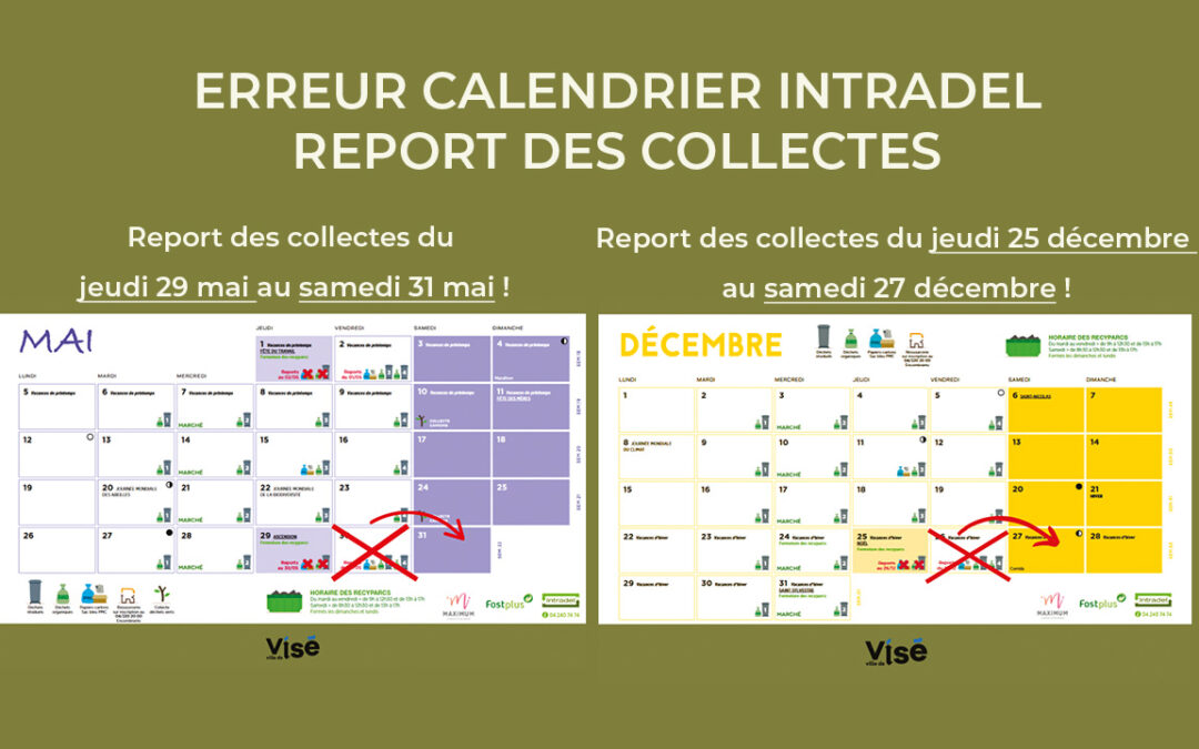 Erreur Calendrier INTRADEL des collectes !