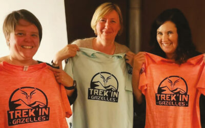 Une Visétoise et deux amies au départ du Trek’in Gazelles 2026